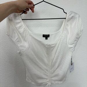 Originality Women's White Ruched Crop Top